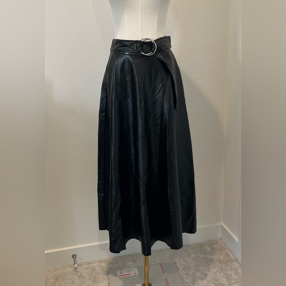 Topshop Size:4 Women A-Line Gloss  Maxi Skirt Faux Leather  Excellent Condition